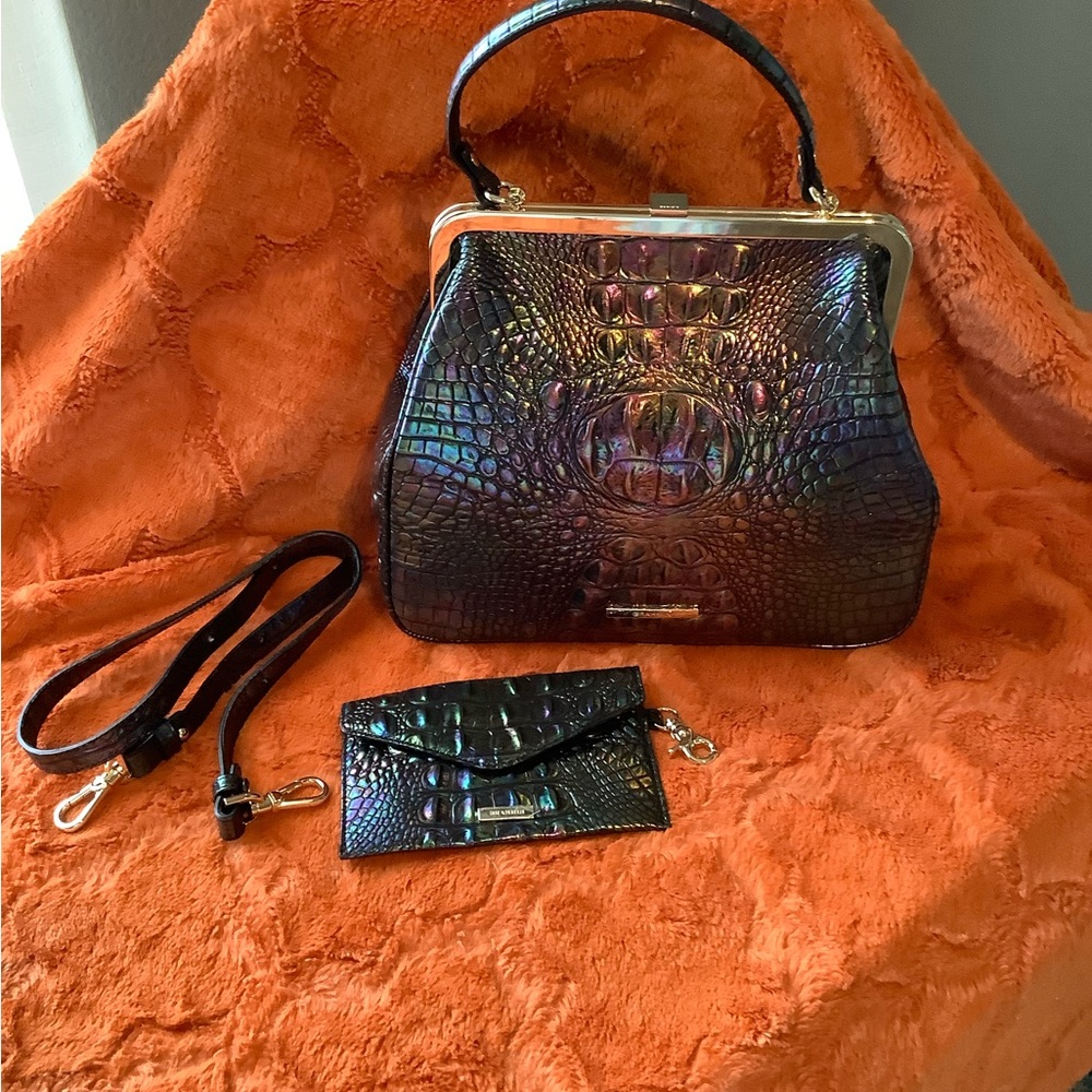 Brahmin Emmy Black Pearl Iridescent Shoulder Bag Set